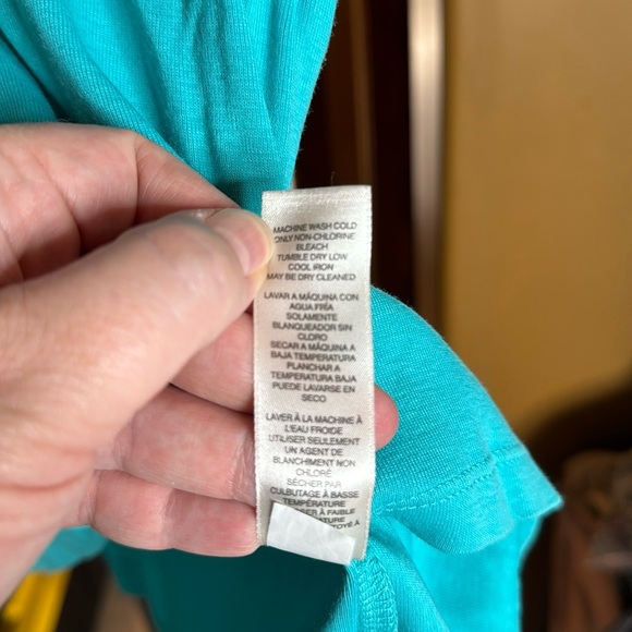 Chico's Vibrant Turquoise 100% Cotton Elbow-Sleeve Perfect Tee Size Large (2) - Picture 5 of 6